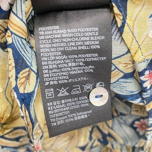 Morris & Co X H&M womens Size 6 Floral Button Up Blouse Puff Sleeve Front Tie - Picture 9 of 11